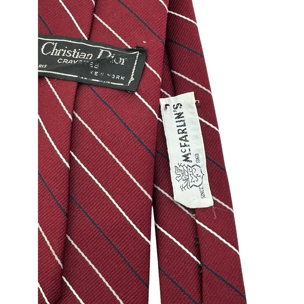 Set Of 4 Vintage Christian Dior Monsieur Mens Neck‎ Ties Striped Floral - Picture 4 of 9